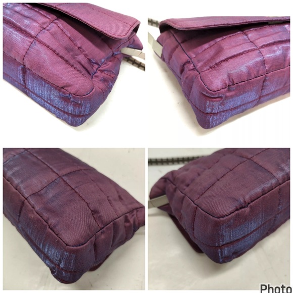 Auth Chanel Purple Iridescent Quilted Mademoiselle Flap Shoulder Bag - Picture 10 of 10